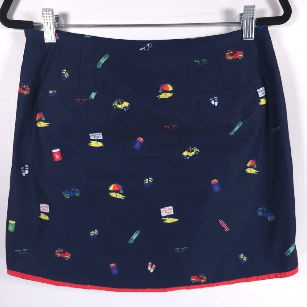 POLO RALPH LAUREN Navy BEACH-PRINT Golf‎ Tennis SKORT Size 2